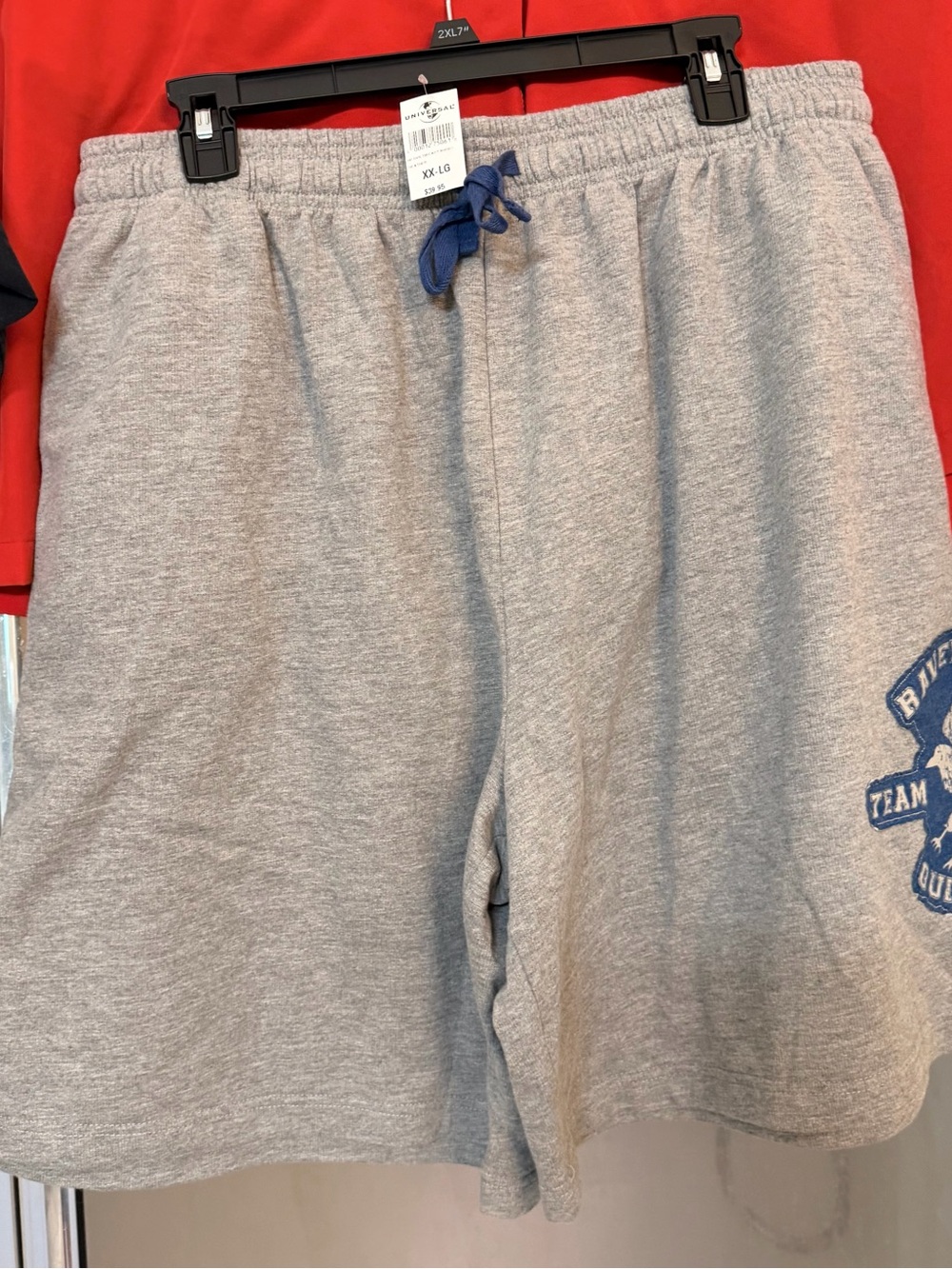 HP Men's Light Gray Athletic Shorts with Blue Drawstring